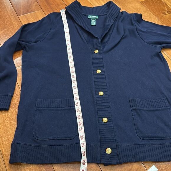 Lauren Ralph Lauren Womens Sweater Cardigan Navy Blue Shawl Collar size 1X - Picture 9 of 10
